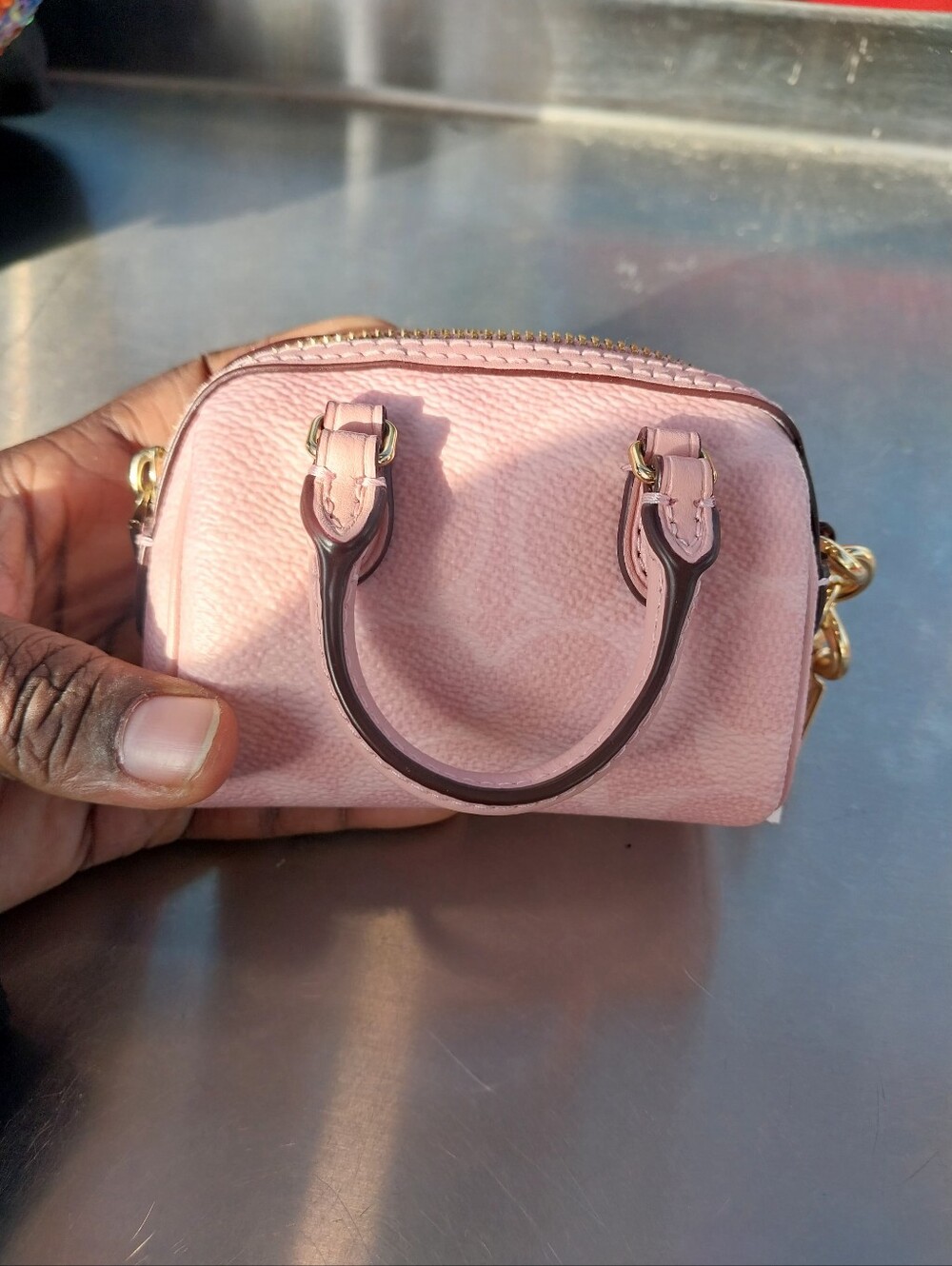 Coach Signature Mini Rowan Charm in Powder Pink - Picture 6 of 10